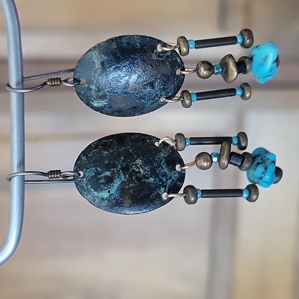 Beaded Turquoise Drop Earrings